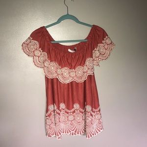 Coral off the shoulders top